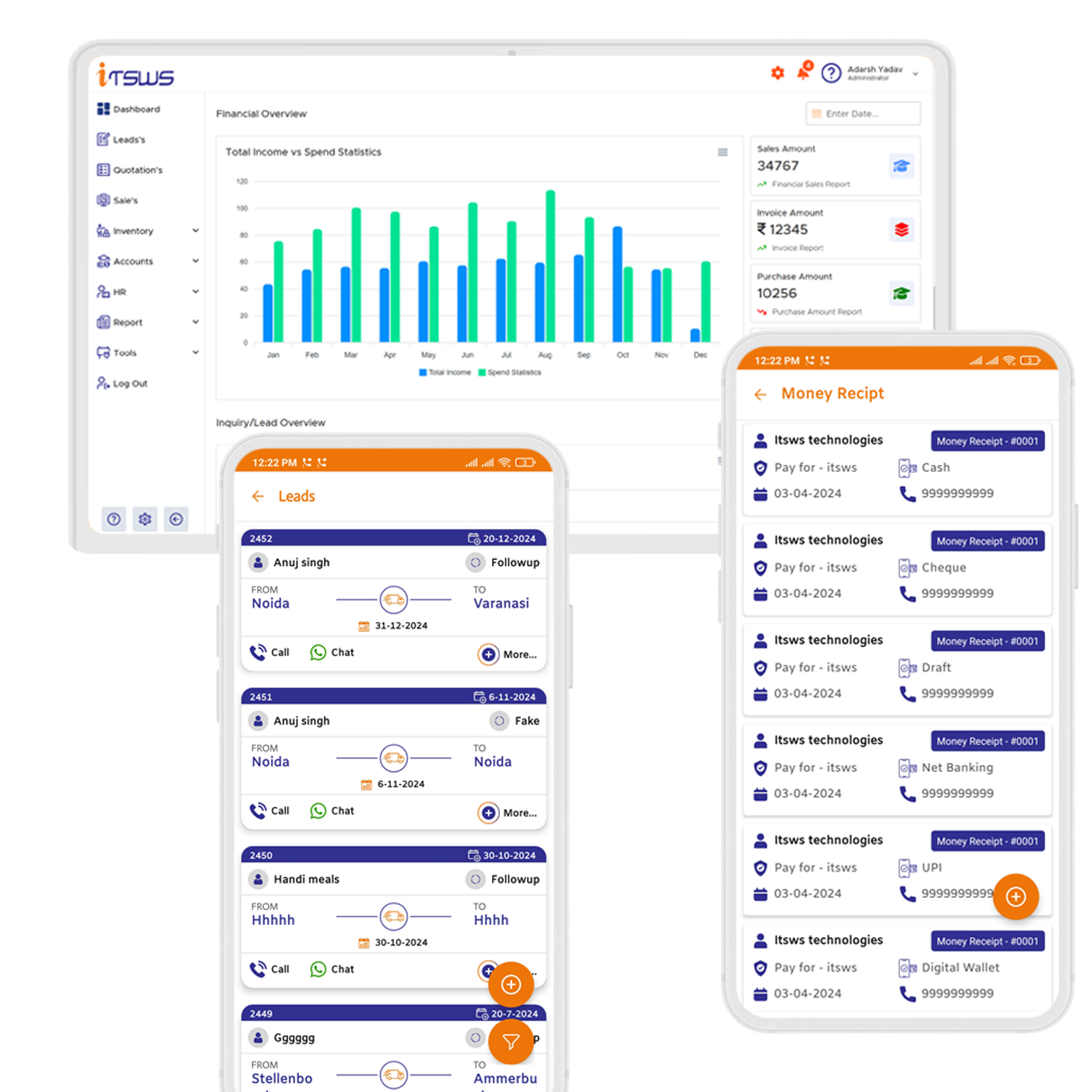 ITSWS Bility Software Features for Manager and Accountant